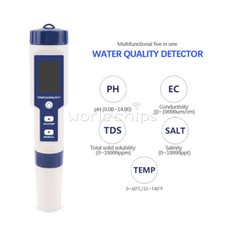5in1 TDS/EC/PH/Salinity/Temperature Meter Digital Water Quality Monitor Tool