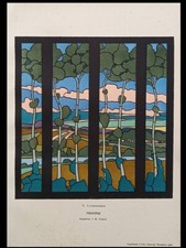 VITRAIL ART NOUVEAU, PAYSAGE -