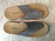 New $159 Gabor 0.3700 Toe Loop Brown Leather Slides Slip On Sandals Women 40 9