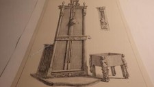 1860. carved wooden painter easel (lithograph.16th century..z