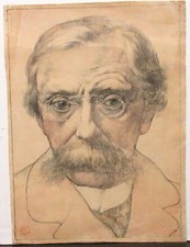 ANTO CARTE "PORTAIT D'EMILE VERHAEREN" ORIGINAL COLOR LITHOGRAPH DATED 1918
