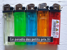 5 briquets , briquet jetable à pierre  , 5 coloris différents