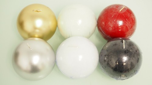 Large wax candles round balls - candles,