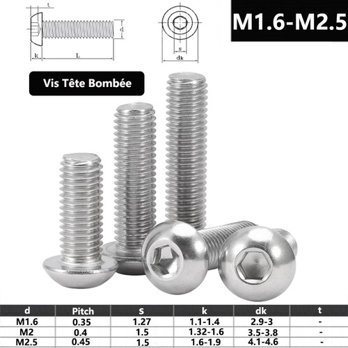Vis tête bombée - tête, bhc