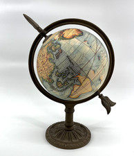 VTG Globe Terrestre Cast Iron Base 1970 Olde World 13.5" Reproduction French