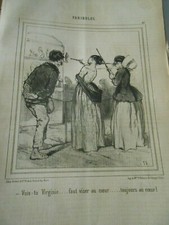 Litho 1850 - Fariboles Must Aim the Heart Women Pistols