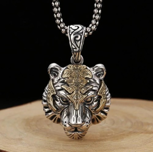 Collier tigre argent animal - argent, or