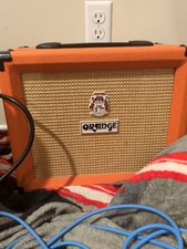 Electric Guitar Orange Amp With Cords