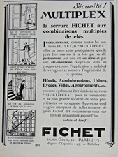 PRESS ADVERTISEMENT 1926 MULTIPLEX THE LOCK SHEET MULTIPLE COMBINATIONS