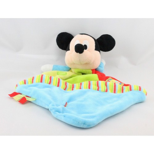 Doudou plat mickey bleu vert - doudou,
