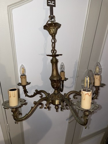 Lustre ancien bronze et - bronze,