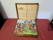 Ancien jeu de 35 cubes en bois (puzzle) - XXe
