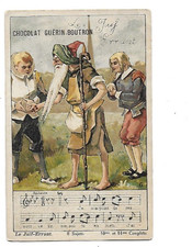ancien CHROMO publicitaire  chocolat Guérin Boutron chanson Le Juif Errant