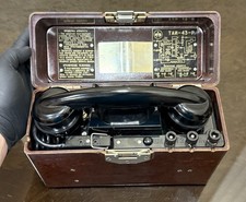 Vintage Soviet Union TAI-43-P Military Field PHONE in Bakelite box USSR, 1966s