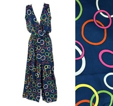 Bebe Jumpsuit Romper 100% Silk Navy Blue Small / Medium Sleeveless Retro $129