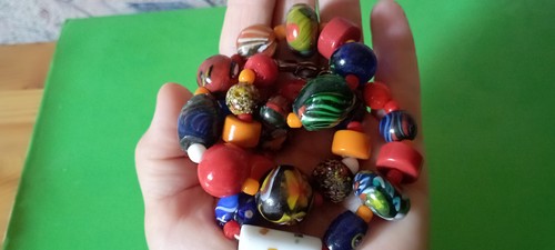 Ancien collier perles verre - ancien, de