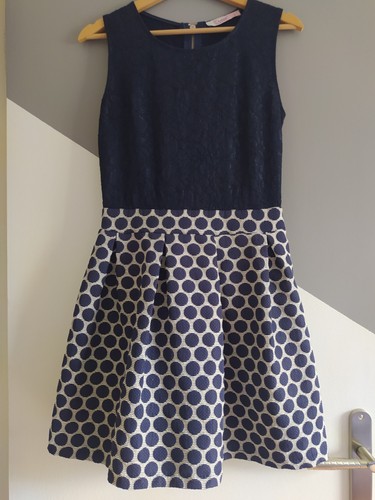Robe bleue marine blanche - bleue,