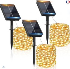 Guirlande Solaire Exterieur 12M 120LED ?Lot de 3?Guirlande Lumineuse Exterieure