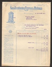 MERVILLE (59) FONDERIE FRANCO-BELGE "POELE L.F.B." Facture en 1932
