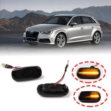 2x Auto Ambre LED Feux de Clignotant Répétiteur Lampe Noir Pour Audi A3 8P A4 A6