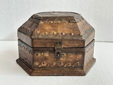 Rare Vintage Fait à la Main Laiton / Fer Ajusté Massif en Bois Cash / Bijoux