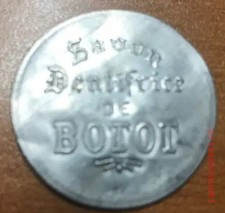 (USA) Rare timbre monnaie 5 centimes sur fond jaune- Savon dentifrice De Botot t