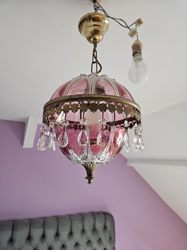 Suspension verre rose - suspension,