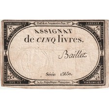 [#233900] France, 5 Livres, 8.2.1794, Série R, EF