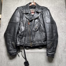 Hein Gericke FirstGear Leather Motorcycle Jacket Men’s Large Black Padded Vtg
