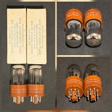 SYLVANIA 6SN7 GT CHS WGT CHROME TOPPED FOIL 1950s BROWN BASE NICELY MATCHED SET