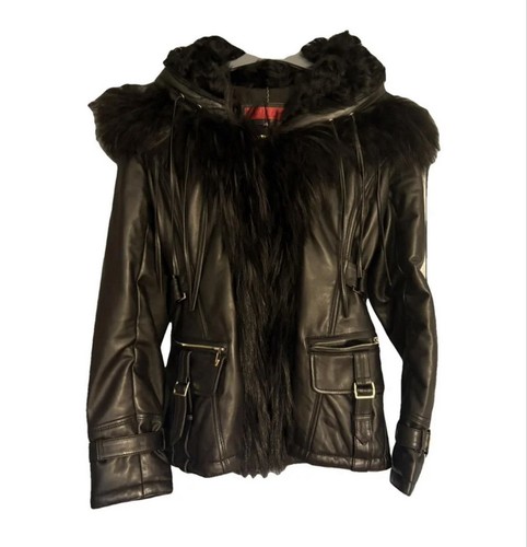 Veste longue cuir fourrure - veste, et
