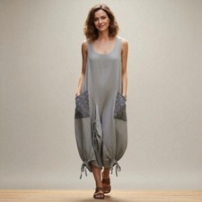 Kokomarina by Antoine Coelenbier Dress Sz S Parachute Art to Wear Pockets Taupe