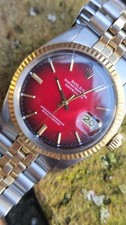 Vintage Rolex Datejust 1601 Red Dial 2-Tone Men's Automatic Watch 1972