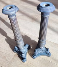 Paire de Bougeoirs Bronze 33 cm Empire Restauration Pattes de Lion XIXeme