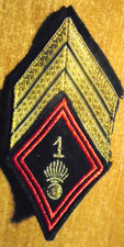 INSIGNE MILITAIRE TISSU - LOSANGE DE BRAS SERGENT-CHEF- 1° RÉGIMENT D'INFANTERIE