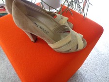 ♥Sandalettes pour femme Brunella; T: 4 1/2 (= 37,5 EUR); Beige; Cuir véritable ♥
