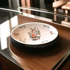 Vintage DE LIMOGES Oval Dish French Porecelian Floral Peacock Motif 11"x5.6"