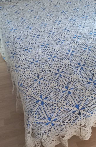Couvre lit ecru ancien - , fait