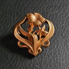 Superbe broche art nouveau plaqué or motif floral années 1900 bijou vintage 