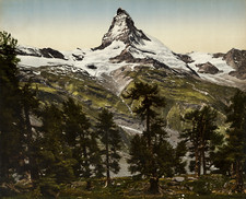 P.Z. photochrome Zurich, Valaisan Alps. Ryffelalp and Matterhorn Mount.  photochro