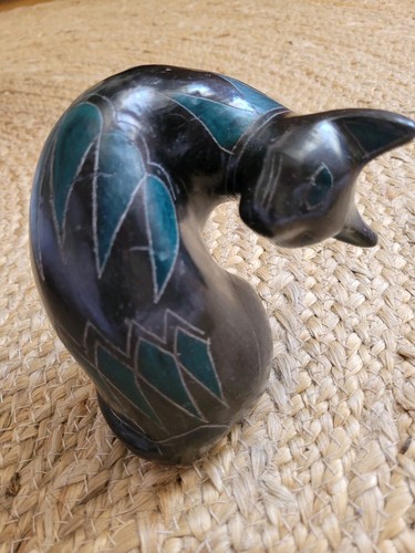 Sculpture chat terre noire - chat,