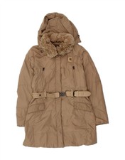 PIERO GUIDI Womens Hooded Padded Coat UK 16 Large Beige Polyester CQ70