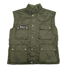 Belstaff Vest Nylon Cotton Gilet Khaki Logo Men Sleeveles Zip Size XL