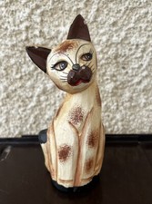 Vintage Wooden Cat Figurine, Statue, Figurine