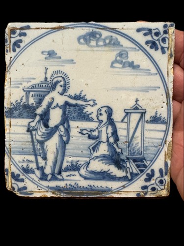 Carreau ancien xviiie faïence - xviiie,