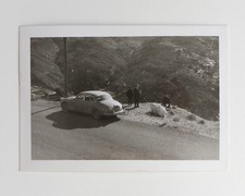 Jaguar MK2, voiture, montagne, vue - Photo vintage snapshot c. 1960