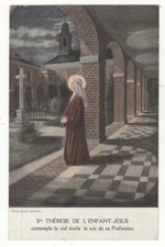 Old postcard religion - Saint Teresa of the Child Jesus Contemplates the Starry Sky - 1927