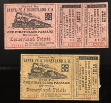 Vintage Disneyland 1957 Santa Fe & Disneyland Railroad Train Ticket Stub Lot