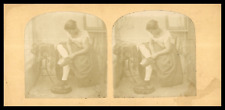 Woman tying her shoe, ca.1880, stereo vintage stereo print, pull