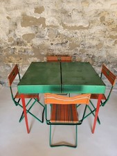 Set de camping PLIANFER en valise  :  Fauteuils, chaises et table pliante RARE